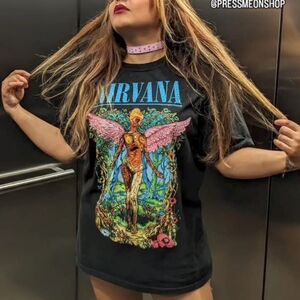 Nirvana T-shirt glass rhinestones